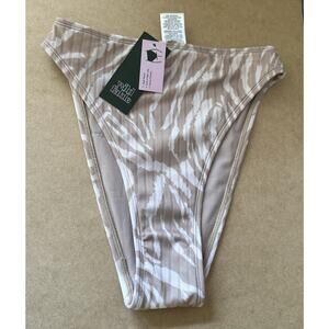 Wild Fable Women's XS Bikini Bottom Ribbed High Leg Cheeky High Waist Tan Animal